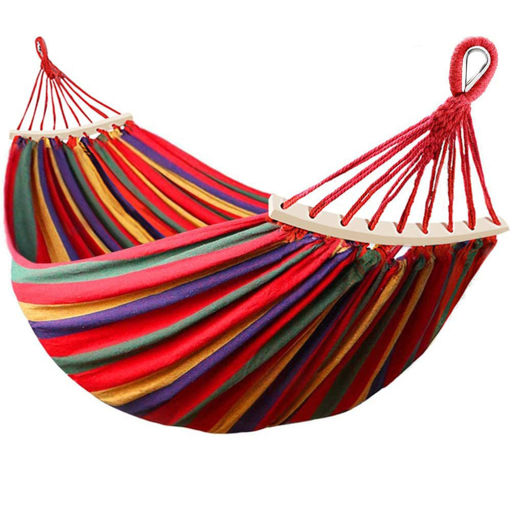2021 New Outdoor Camping Hanging Folding Knit Hammock/ hammock bed outdoor Canvas Cotton hammock