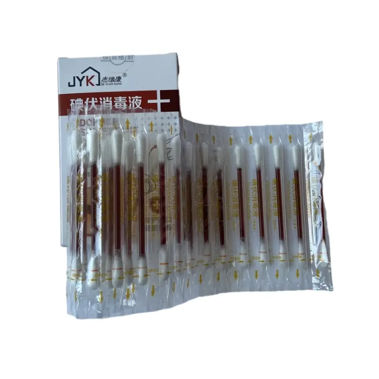 Medical Iodophor Cotton Swabs High Quality Dust-Free Disposable Liquid Iodophor Filled Household