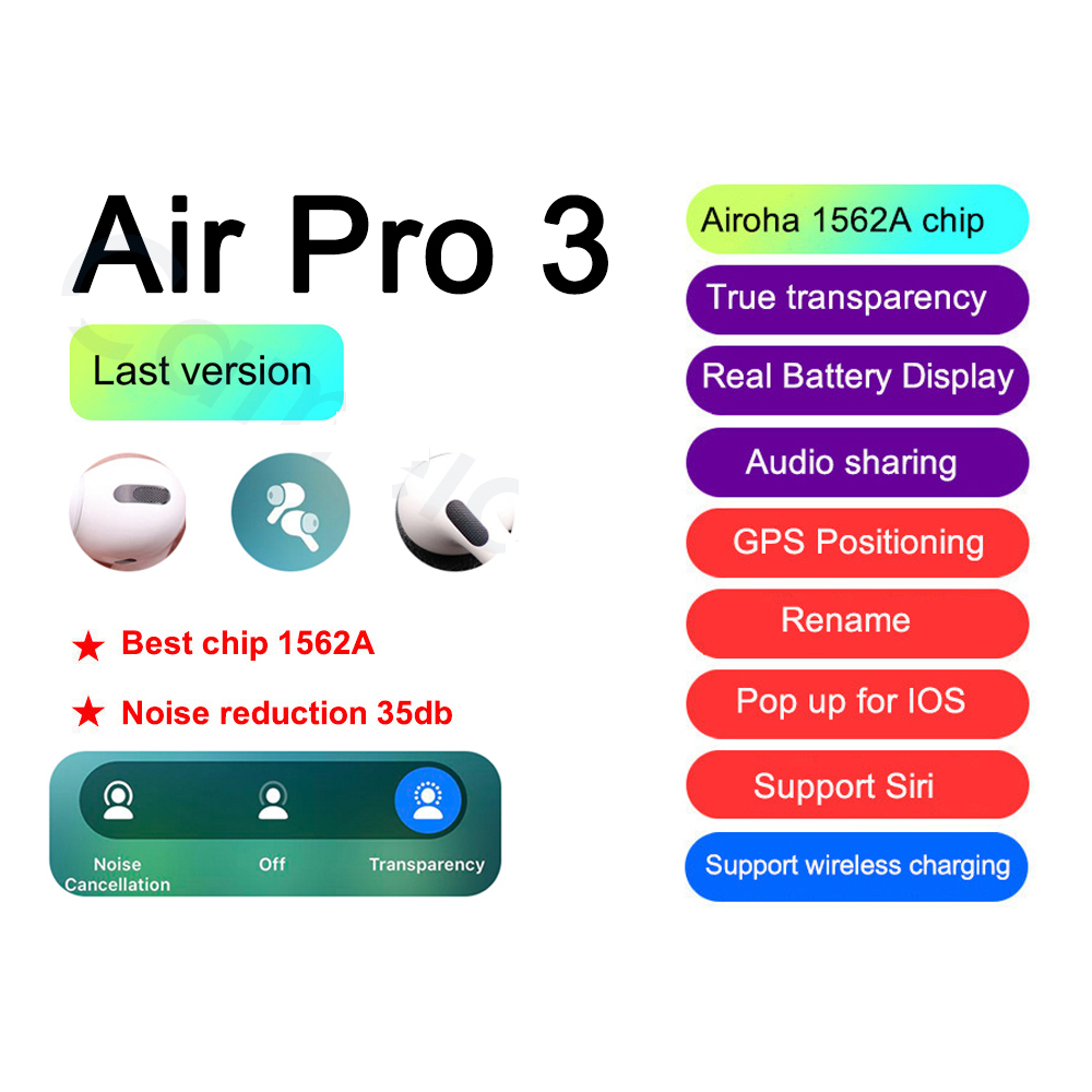 Лучшие беспроводные наушники v4.5 air pro 3 v4.5 airoha1562A чип с реальным пространственным аудио ANC 1:1 superpods