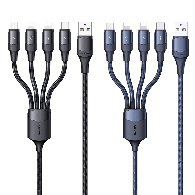 USAMS new Multi USB Cable 3A USB Charging Cable Universal 4in1 Multi Charger Cable Adapter Type-C/Micro USB Port