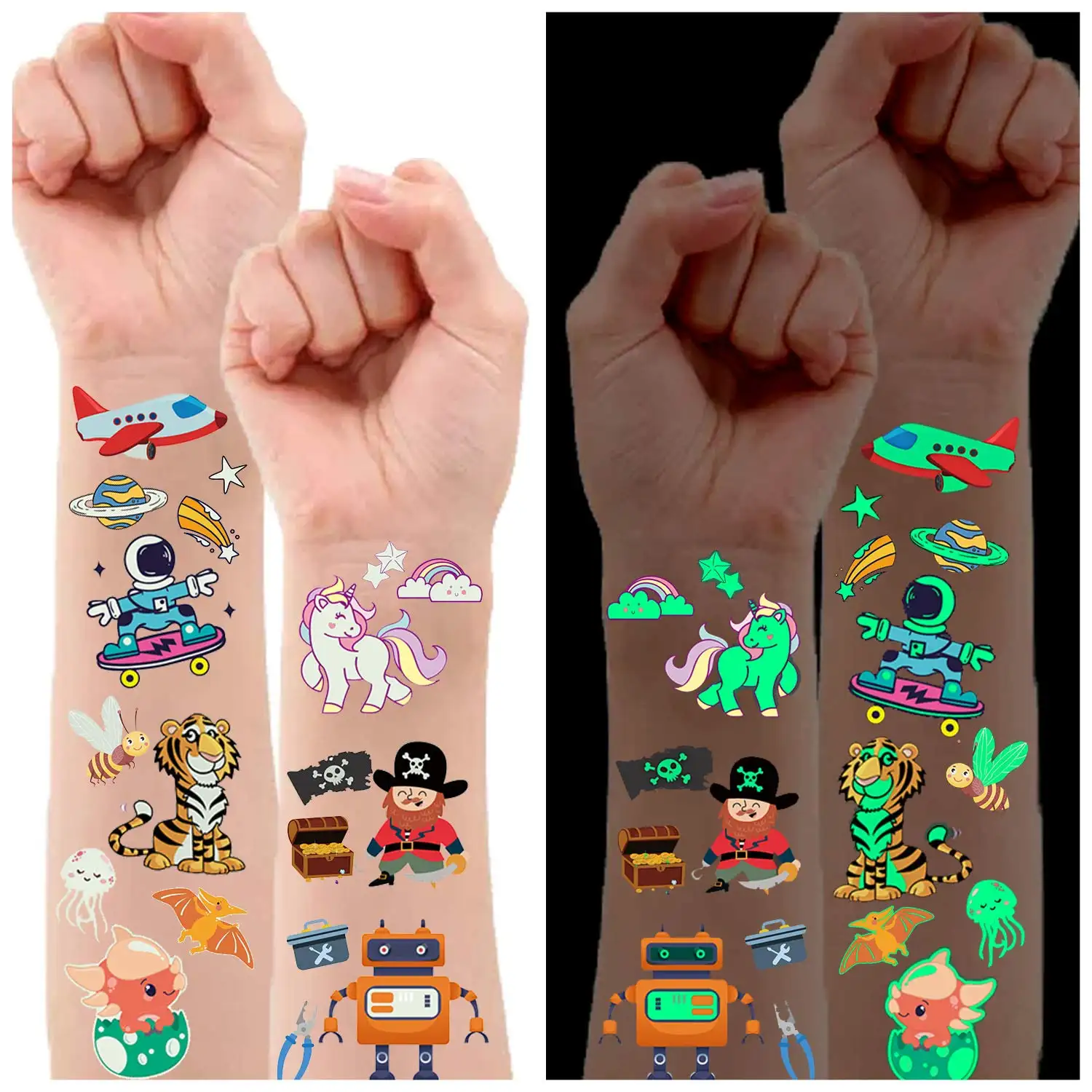 Kids Tattoo Temporary Waterproof Luminous Glow In The Dark Temporary Tattoos For Kids Temporary Tattoos Custom