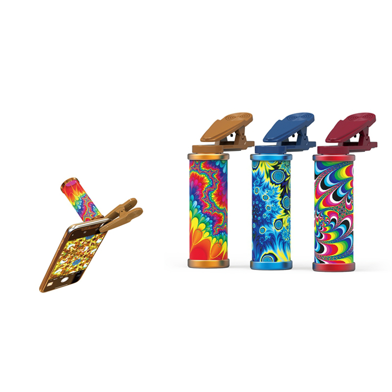 Promotional ABS mini kaleidoscope toy plastic mobile phone clamp HN833338