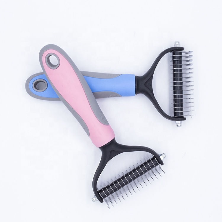 Pet подшерсток грабли 2-сторонний Dematting инструмент Deshedding Щетка для собак и кошек