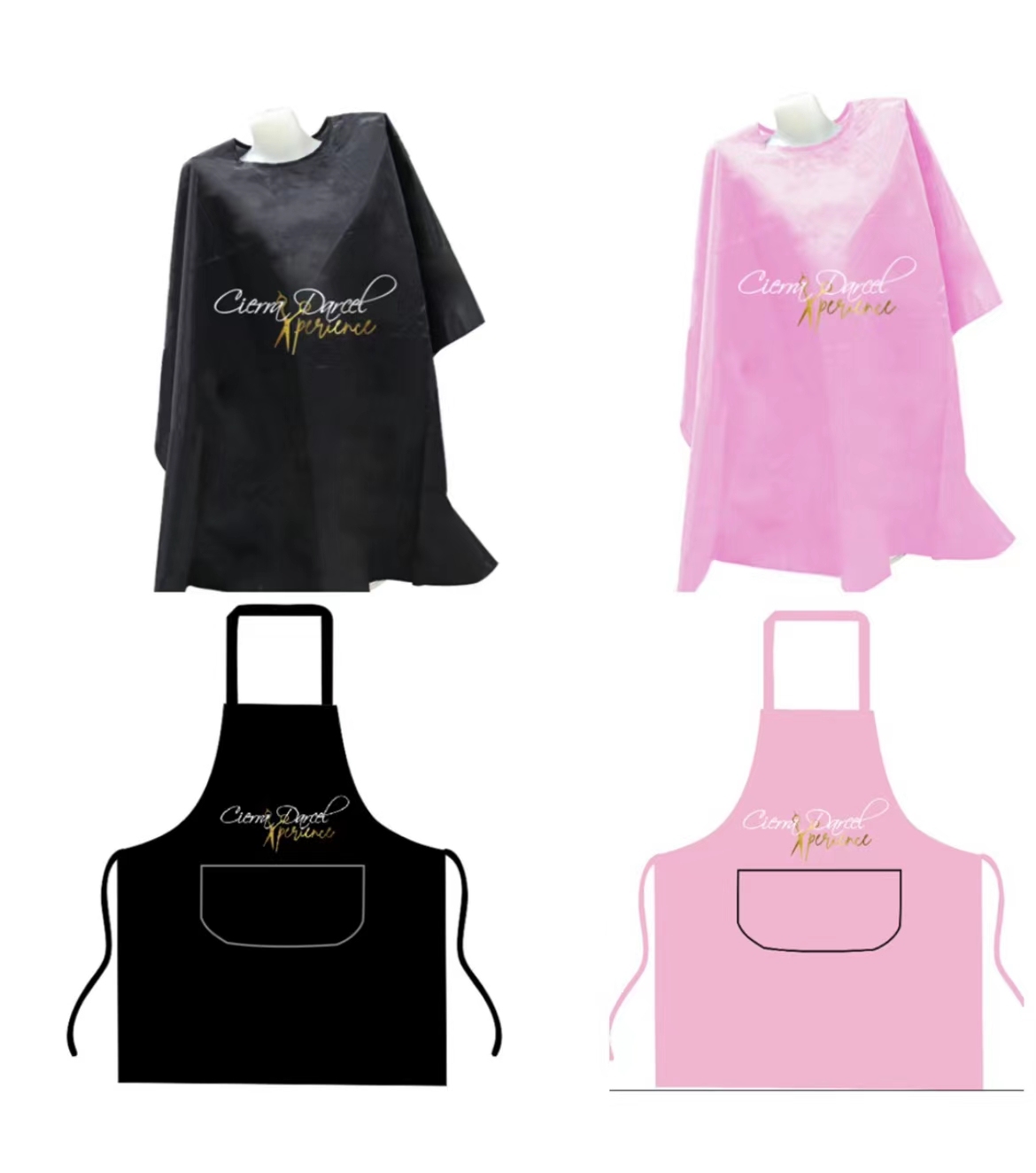 custom logo black waterproof salon barber sets gown polyester haircut hairdresser baber hair cape and apron and hair dye cape