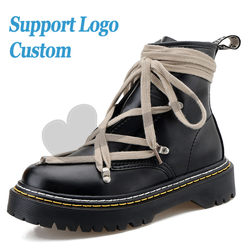 Winter Spring Boots Custom Women Shoes Lace-up Ladies Ankle Boots For Platform Vintage Boots