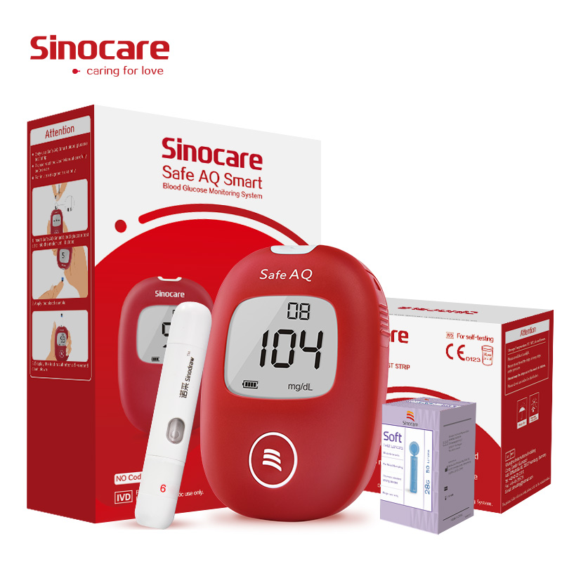 Умный глюкометр SINOCARE Safe AQ с 50 тест-полосками и ланцетами