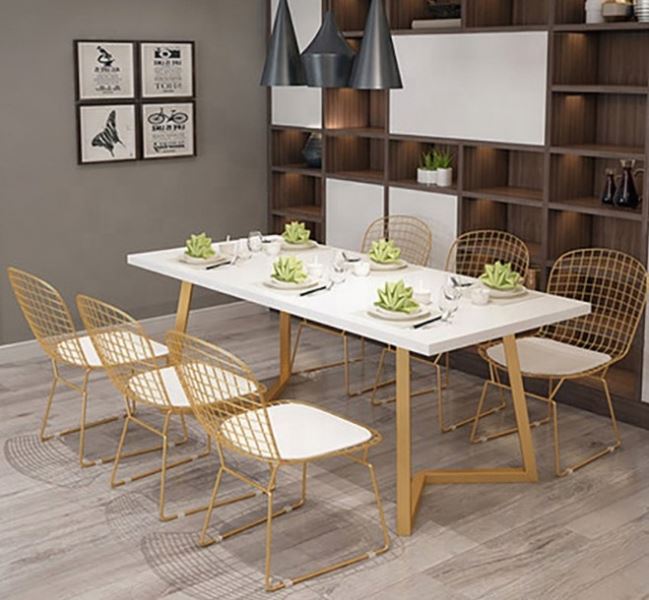 Glossy Gold Wholesale Modern Stainless Steel Base Rectangular Bar Dinning Restaurant Table