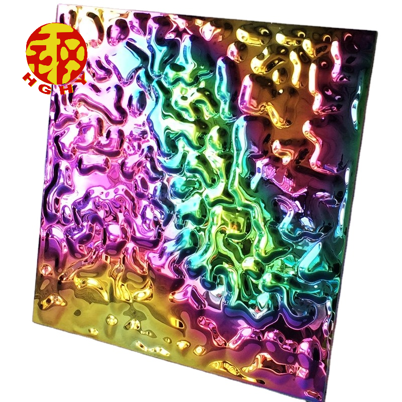 Red green decay metal decorative barisol ceiling panels 3D effect stamping water ripple titanium sheet