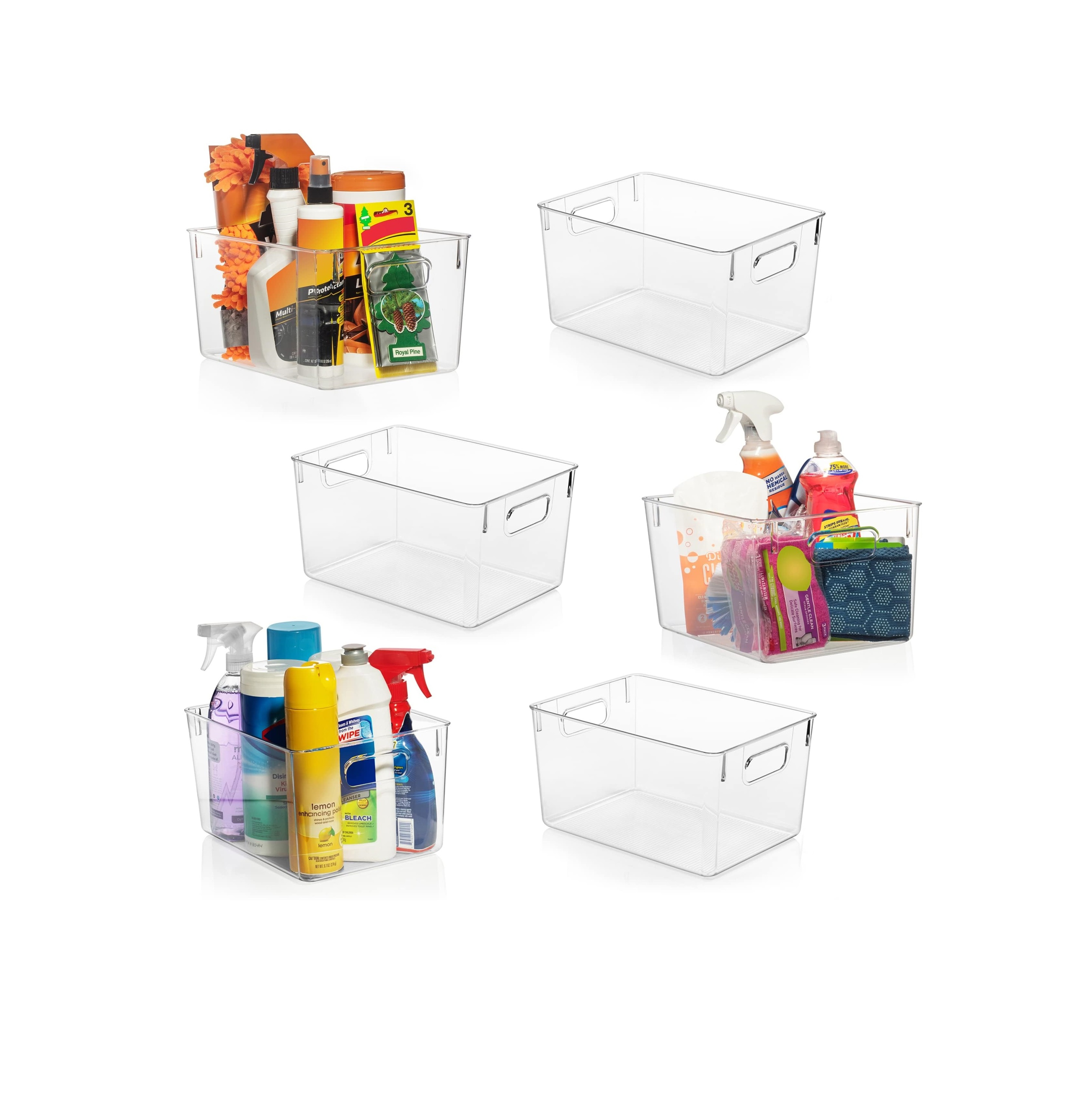 6pk Home & Kitchen Clear Storage Containers Bins Laundry Room Organization and Storage Pantry Organization Organizer