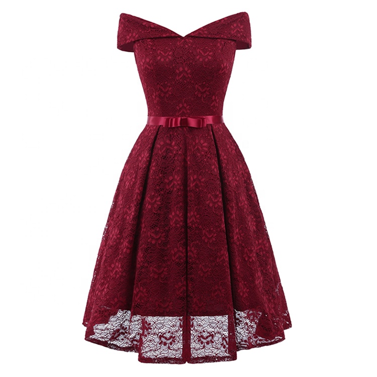 Women's Elegant Off Shoulder Floral Lace Cocktail dress
