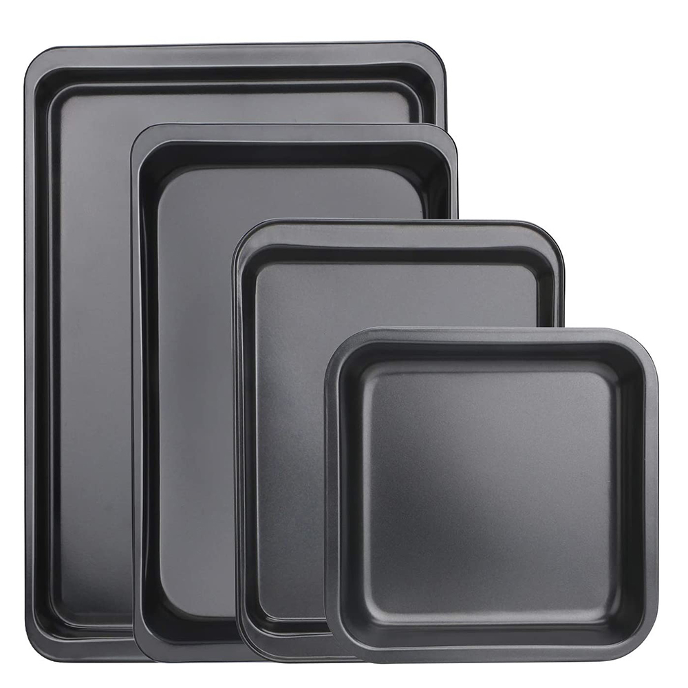 Nonstick Baking Sheet Set of 4 Dessert Tray Baking Pan for Biscuits Cookies