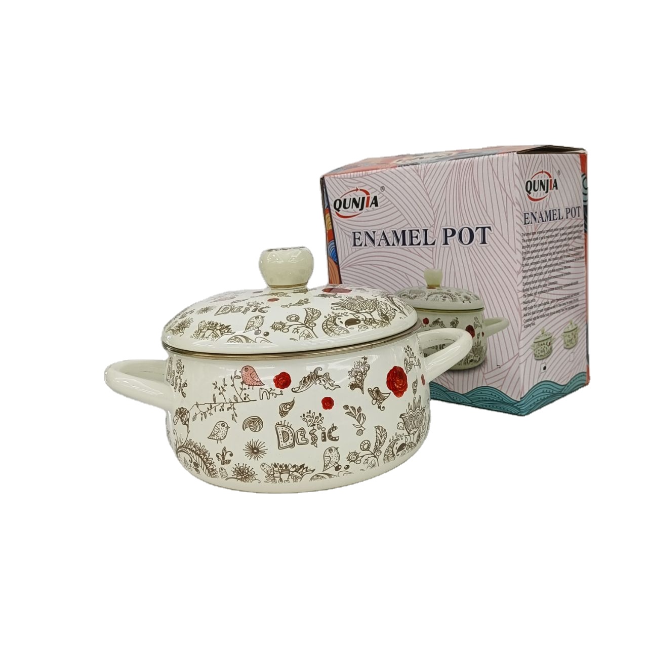 Новое поступление, Лидер продаж, красивая кастрюля Boyang 18/20 см, эмалированная кастрюля с двумя ушками, эмалированная Крышка для супа с порами