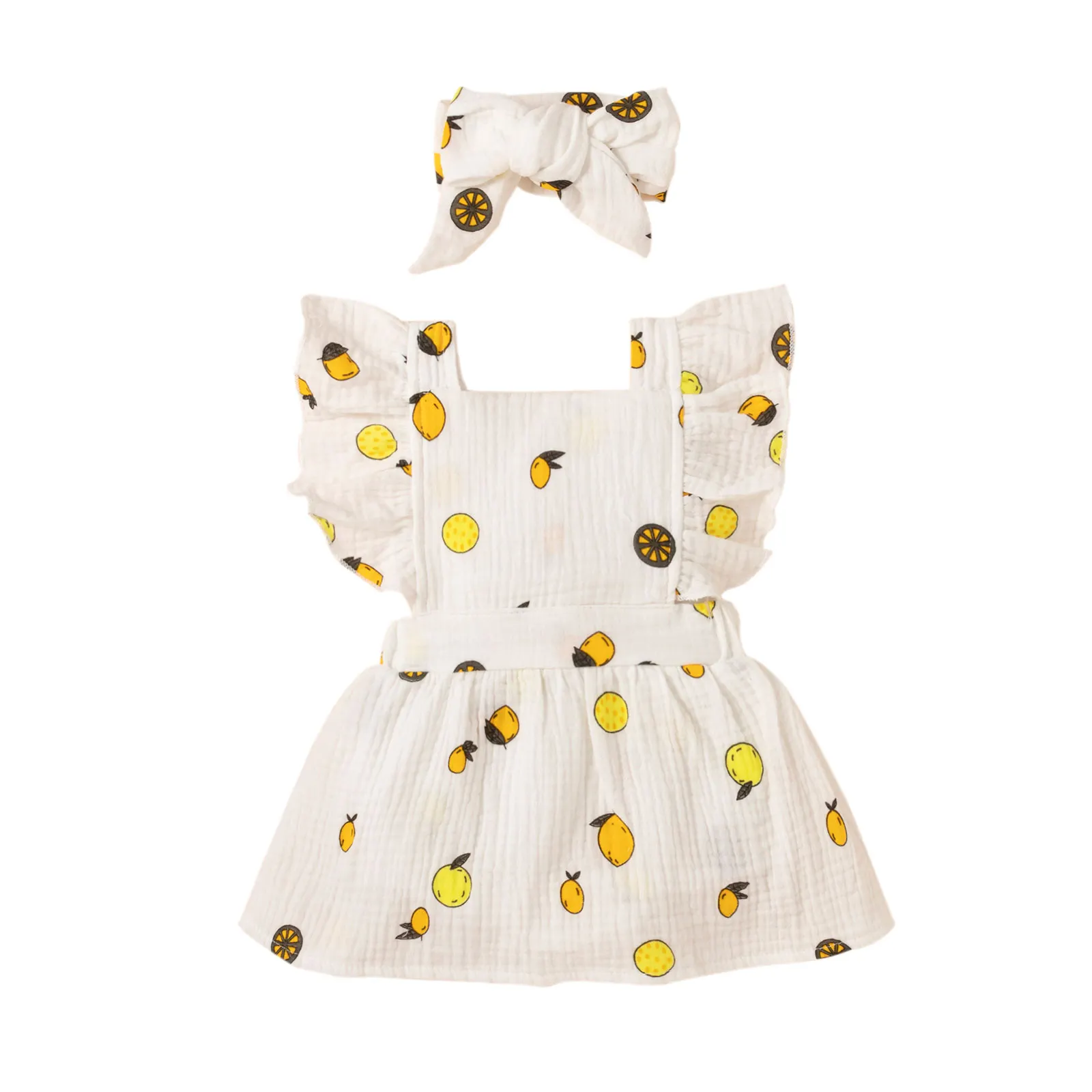 Toddler Girls Dress Clothes Flying Sleeves Lovely Fruit Print Baby Girl Summer Dresses