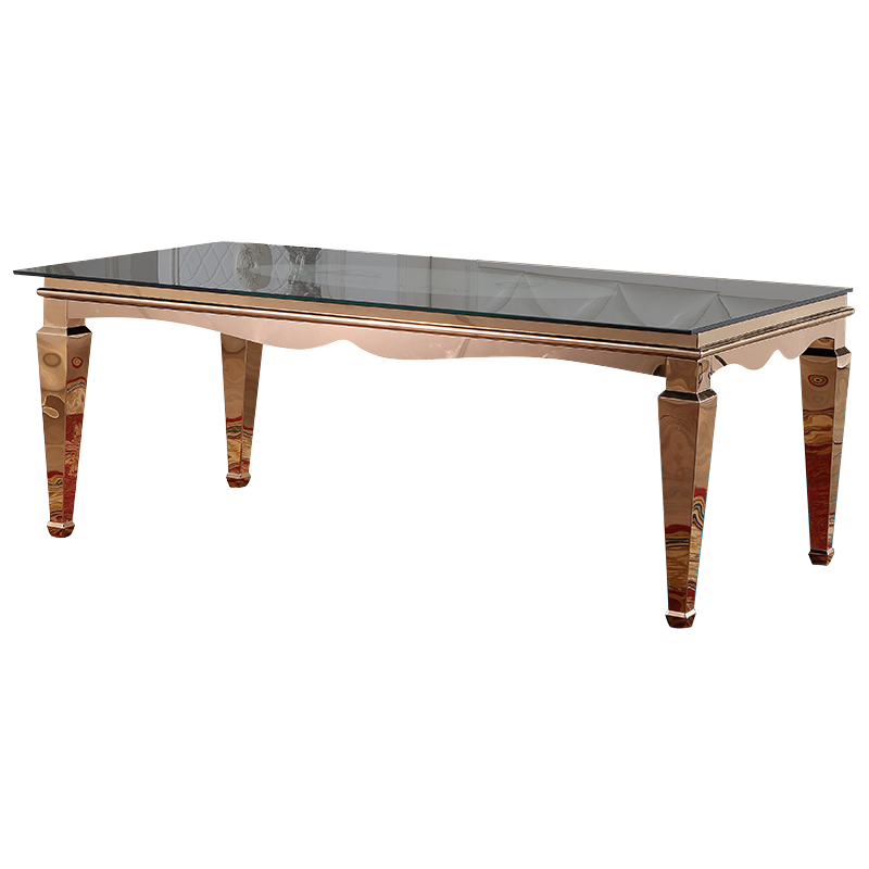 Wholesale Stainless Steel Gold Hotel Restaurant Wedding Event Glass Rectangular Banquet Table