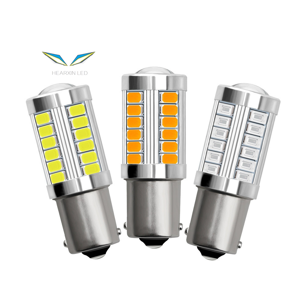 Светодиодные лампы S25 1156 BA15S P21W 1157 P21/5W BAY15D, лампы указателей поворота автомобиля 5630 7443 7440, лампа стоп-сигнала заднего хода 12 В