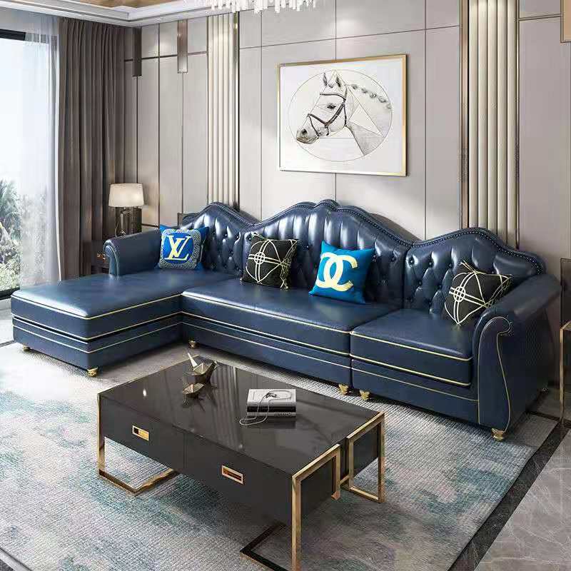 Leather sofa combination small apartment living room modern minimalist L-shaped furniture luxury engineering wholesale