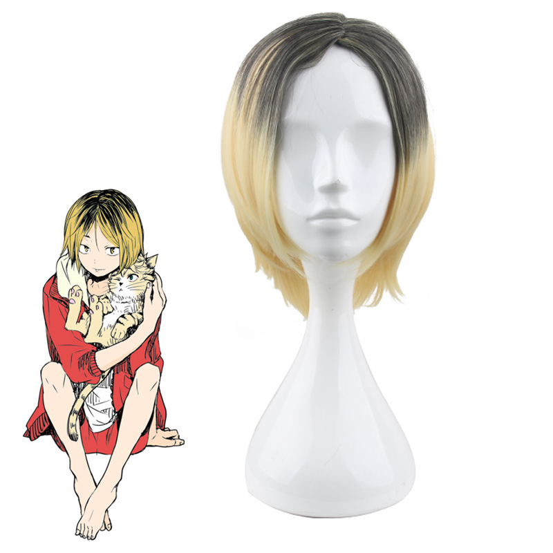 Парик для косплея с черными корнями Омбре, парик Haikyuu Kenma Kozume