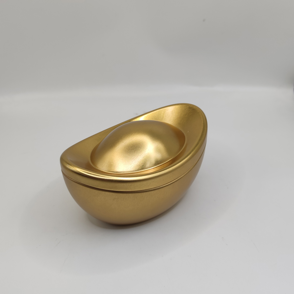 130mm*83mm*69mm matte gold metal tin aluminum tin packaging gold peak-shaped tin box