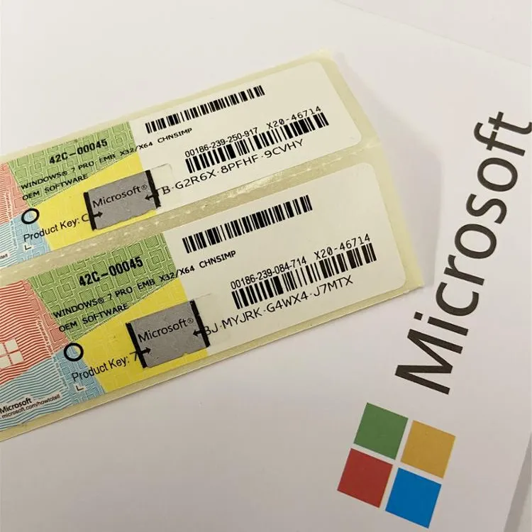 Microsoft Windows 7 Professional COA Sticker 32/64 Bit Software English Win 7 Pro Key