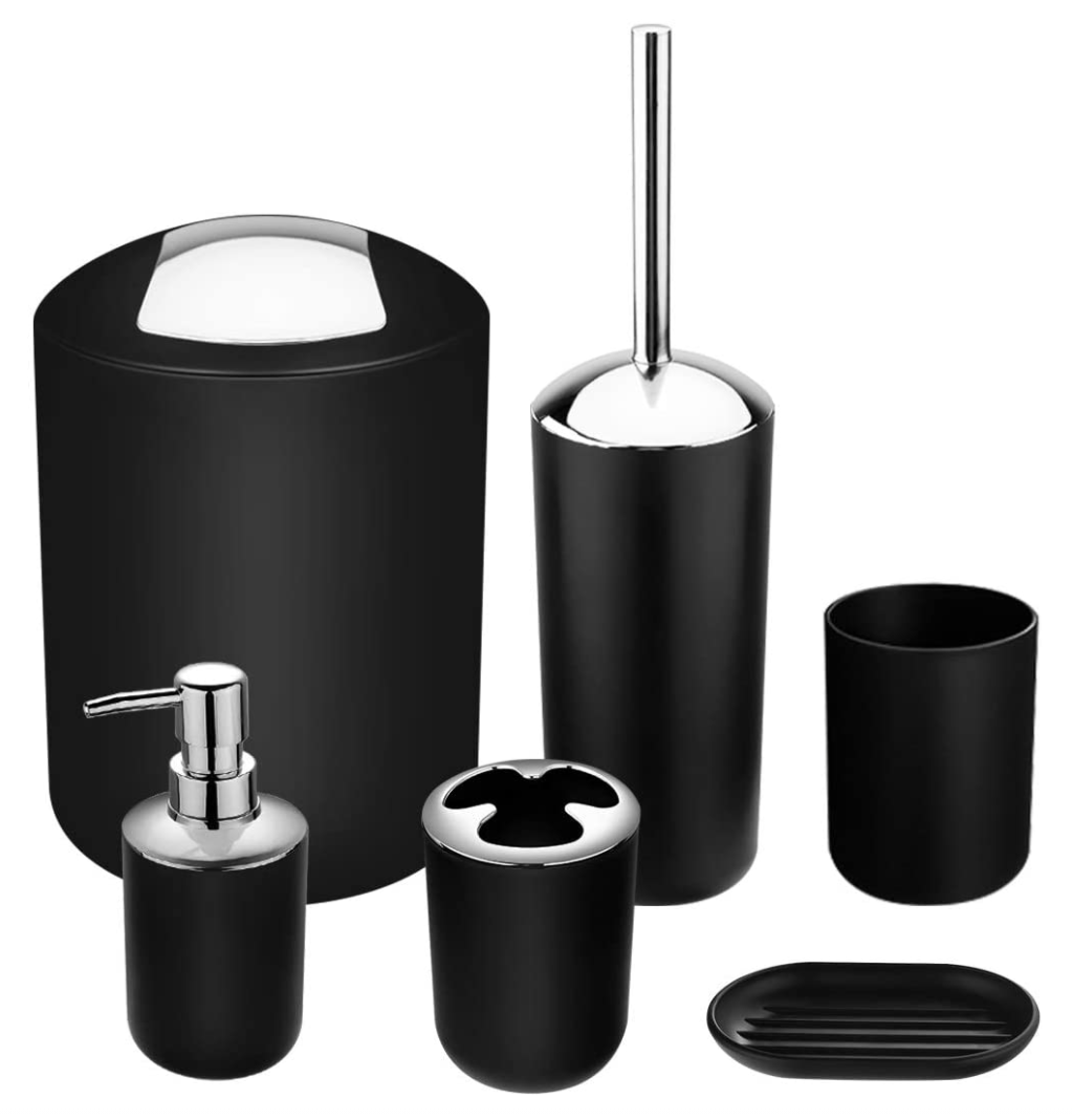 Bathlux Amazon, лидер продаж, низкая цена, 6 штук, пластиковые наборы для ванной комнаты, роскошный набор аксессуаров для ванной комнаты