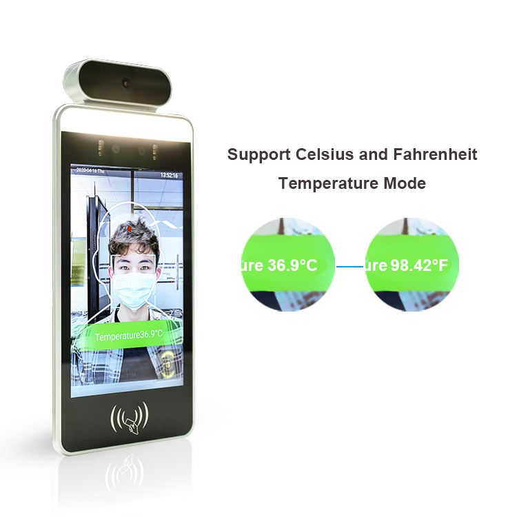 Automatic Face Recognition Temperature Measurement Hand Sanitizer Dispenser Kiosk With 8 Inch Lcd Screen Thermometer