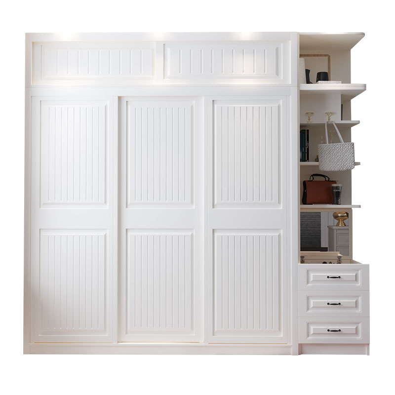 White modern minimalist rustic style 2/3 door sliding door closet