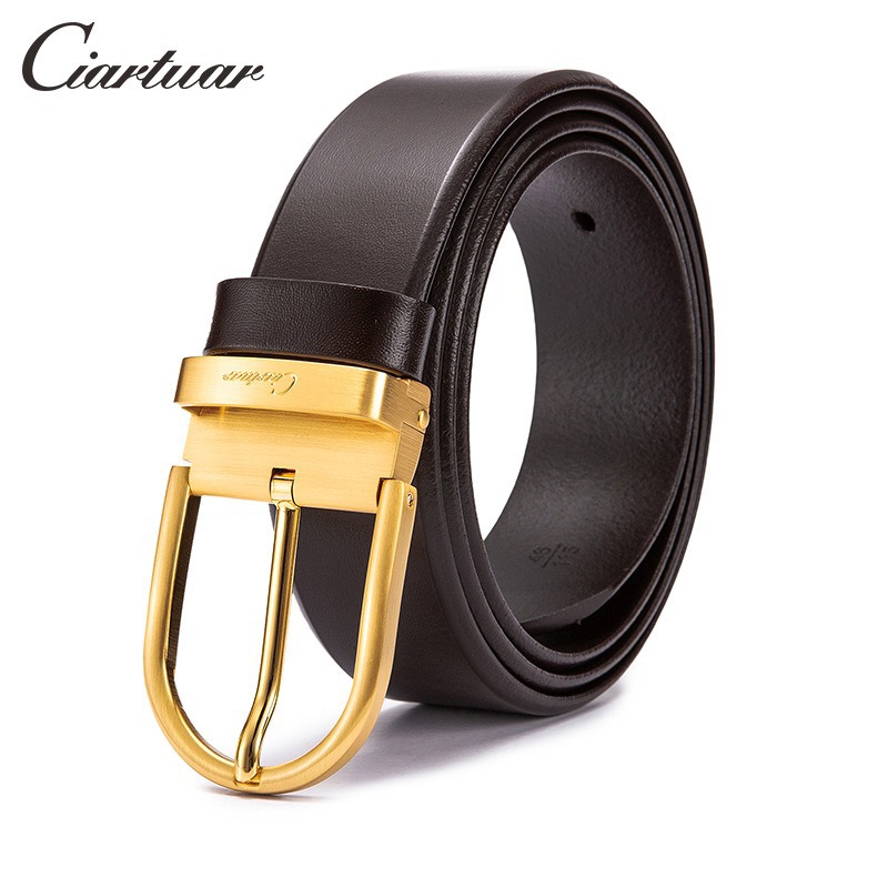 Luxury High Quality Vegetable Tanning Leather Full Grain top layer cowhide genuine leather belt for Men Copper Pin Buckle