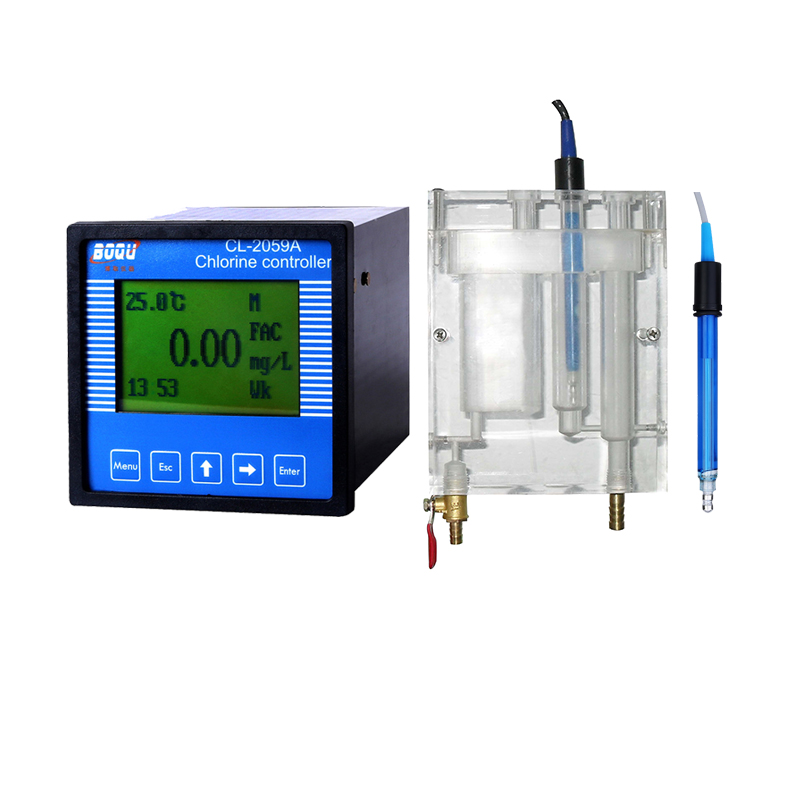 Boqu Cl-2059A Economic Model Flow Cell Installation and Relays Control High and Low Concentration Online Residual Chlorine Meter