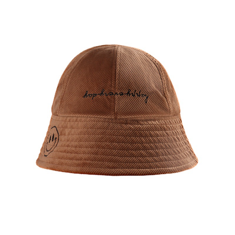 2021 Autumn fall and winter corduroy lovely embroidered versatile outdoor casual corduroy custom bucket hat embroidery logo