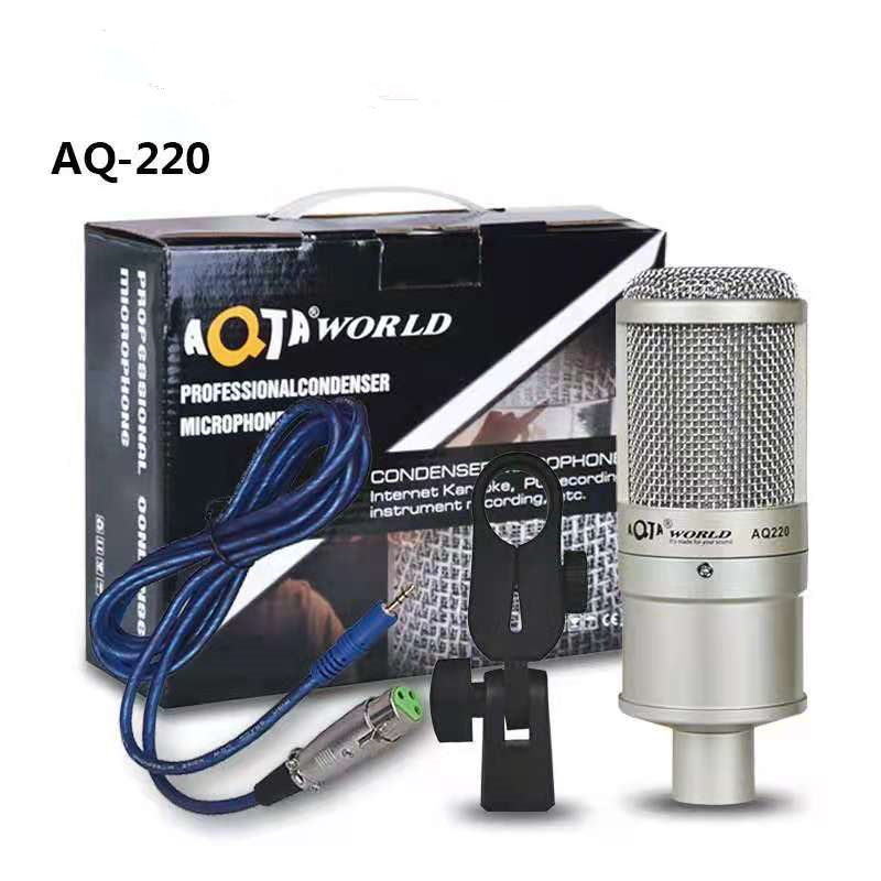 Емкостный микрофон AQ200, набор звуковых карт, компьютерный сетевой микрофон для караоке, со звуковой картой, с держателем для предотвращения удара