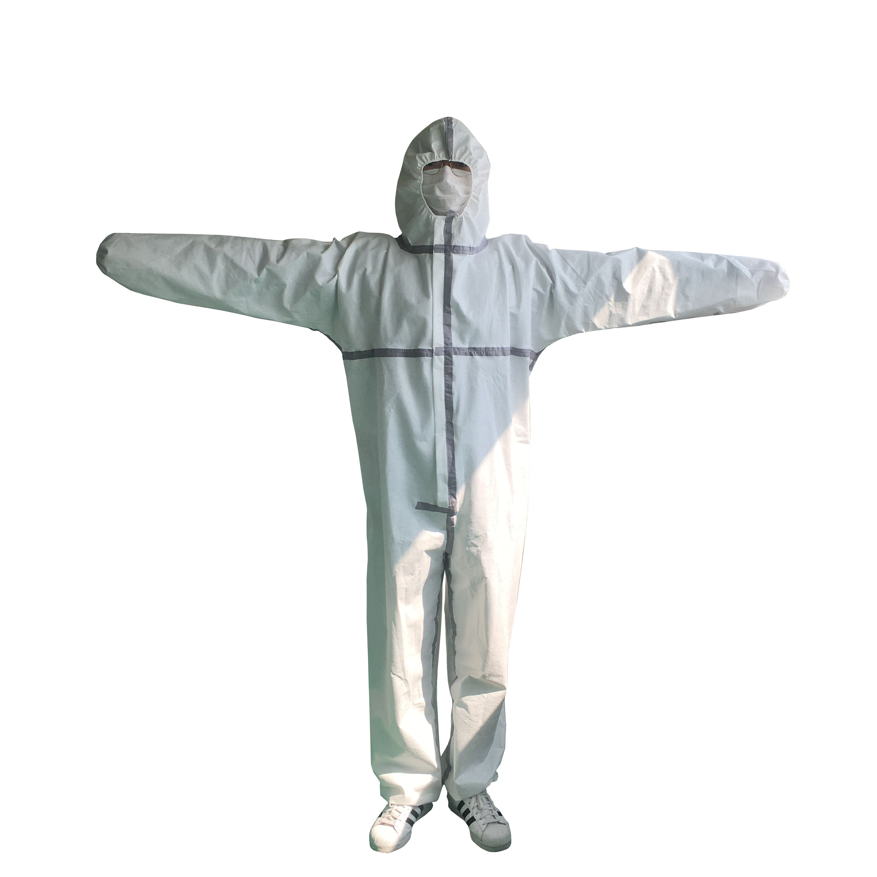 Одноразовые комбинезоны одежда безопасности Hazmat костюм 70GSM PP + PE