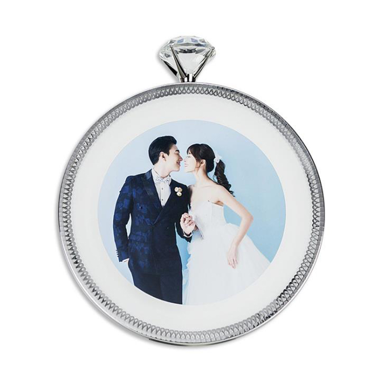 Home Decoration round picture frame Real glass crystal diamond photo frame