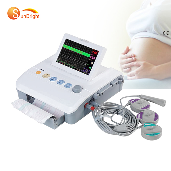 Medical Equipment Cardiotocograph 7 inch Baby Heart Rate Monitor Single/Twins Fetal Monitor