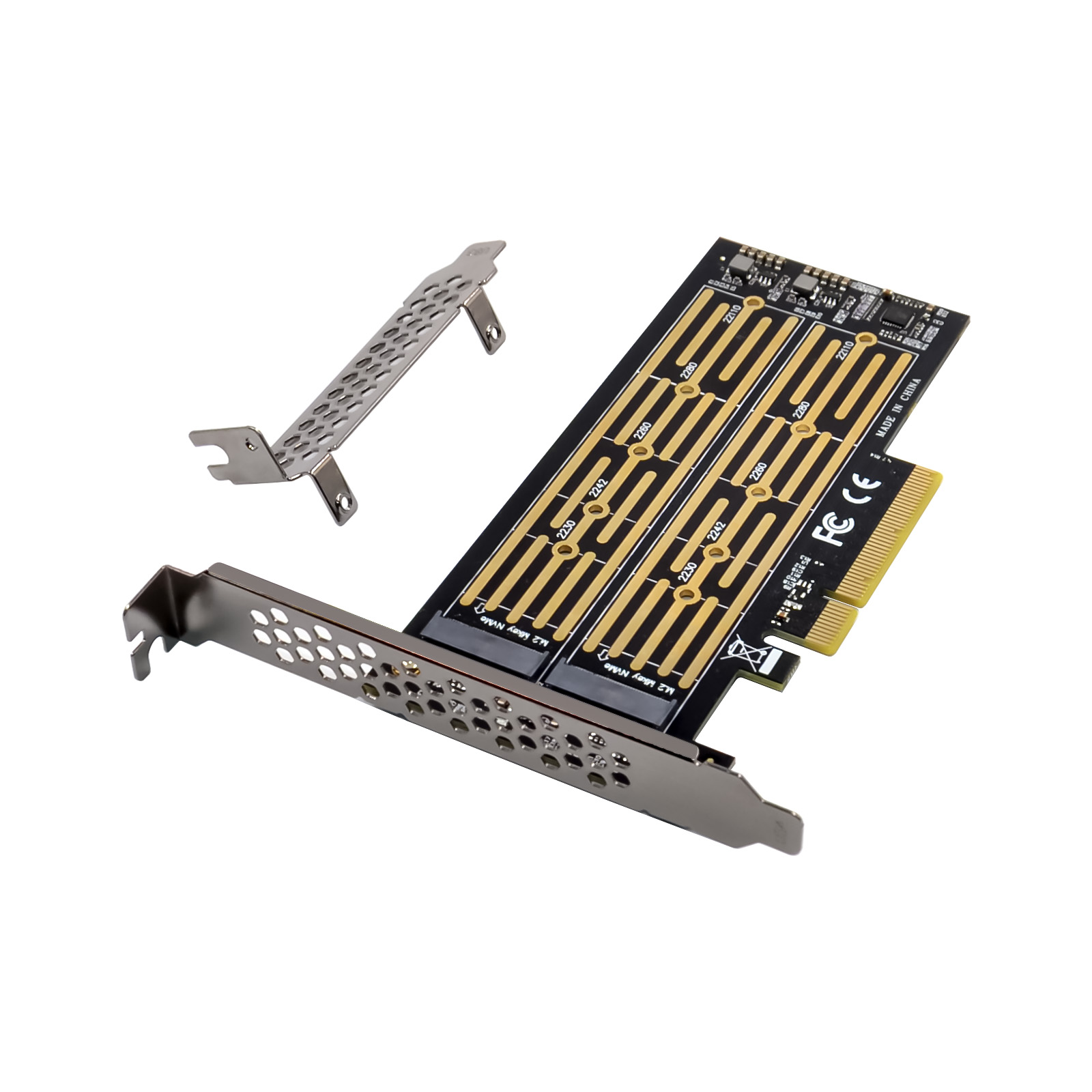 PCI-E X8 2 порта Nvme Key M PCIe card 2 Nvme M2 SSD PCIe SSD Card