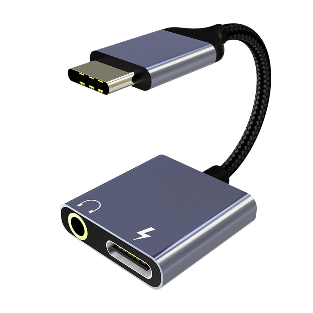 free sample 2 in 1 type-c to 3.5mm audio jack adapter for earphone Headphone Adapter compatible with analog smartphones