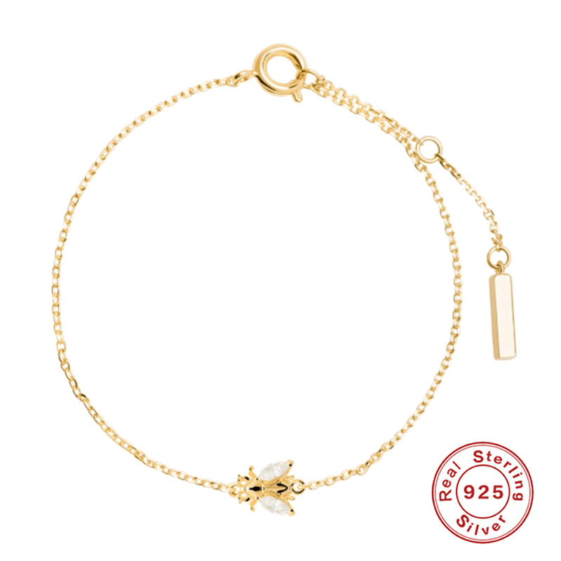 S925 Sterling Silver Crystal Bee Bracelets 7BEADS Popular Fashionable Simple Geometry Creative Jewelry for Women In Bulk