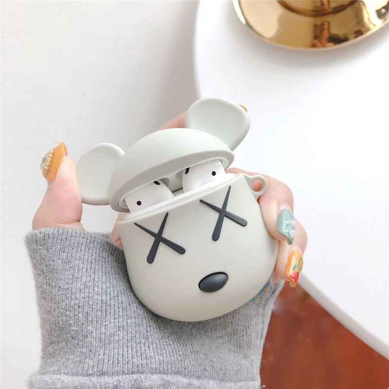 Чехол для наушников AirPods, чехол с мультяшным медведем, силиконовый чехол для Apple Air pods 2, милые наушники, сумка для наушников, чехлы, аксессуары