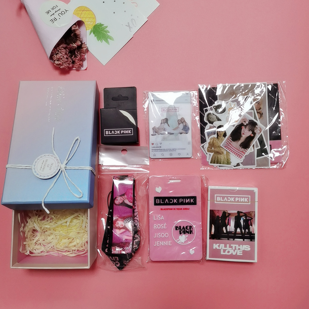 Bp Star Peripheral Support Set Black Pink Lanyard Through Card Tape Card Set Postcard Photo Card Set