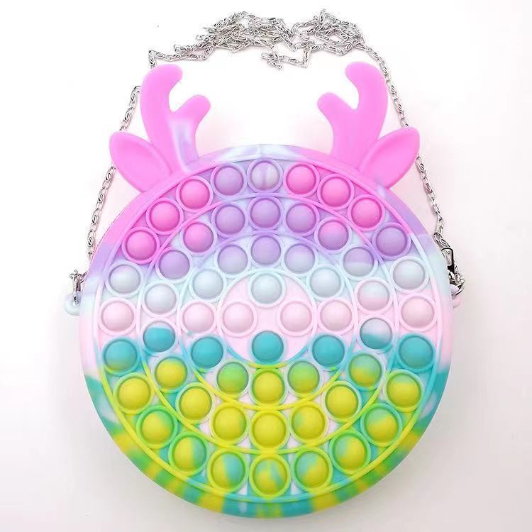 Pop Up Women's Latest Rainbow Silicone Handbag Push Pop Bubble Simple Dimple Popper Sensory It Popping Fidget Toy Bag
