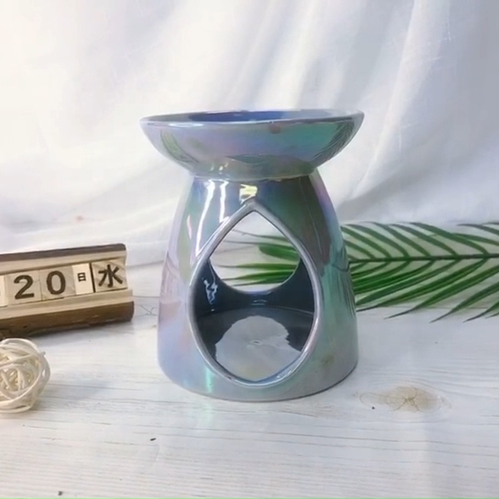 Drop Vase Glazed Pearlescent Aroma Ceramic Oil Burner Tealight Candle Holder Incense Burner for Home Decoration