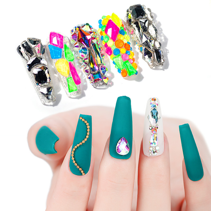 12 Grid/Set Mixed 3D AB crystals Glass diamonds stones peals beads DIY Nail Rhinestone for decoration Accessories