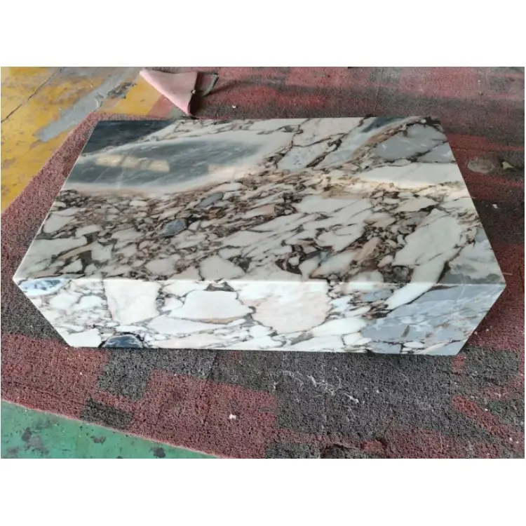 SHIHUI Natural Calacatta Marble Blue Home Decor Marble Table Modern Living Room Marble Top  Low Plinth  Coffee Table