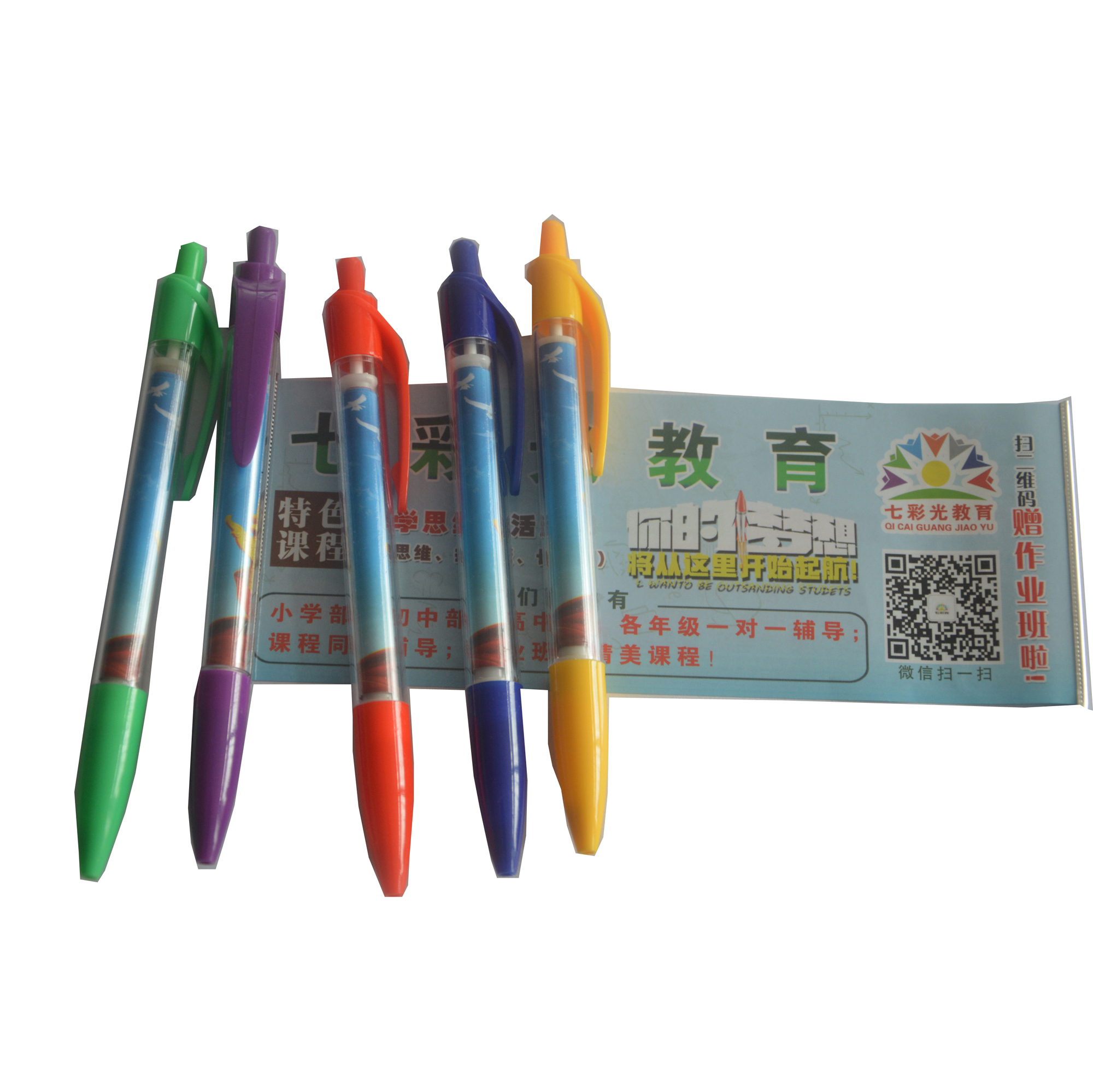 Cheap price office Paper inserted Pull out Custom Promotional Banner pen roll paper flag ball pen