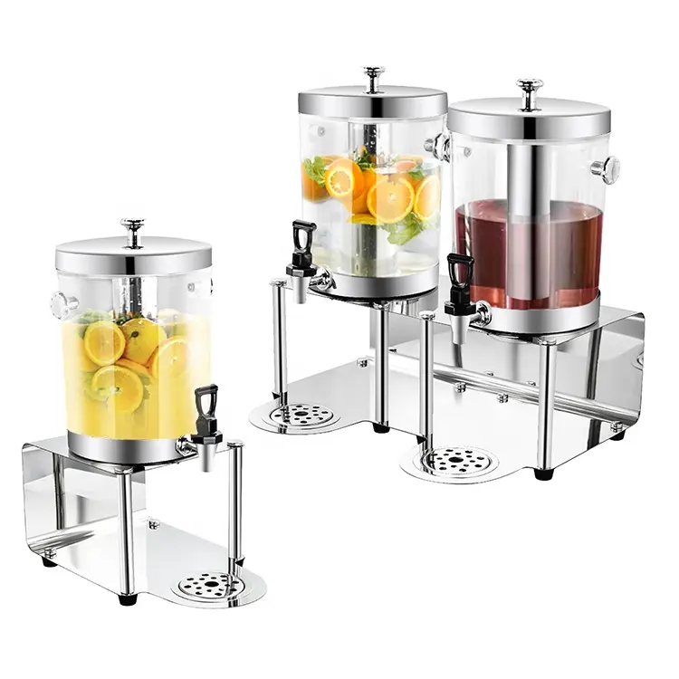 Buffet Hotel Catering Commercial Drink Juice Dispenser Stainless Steel 2 Tank Beverage Dispenser With Tap