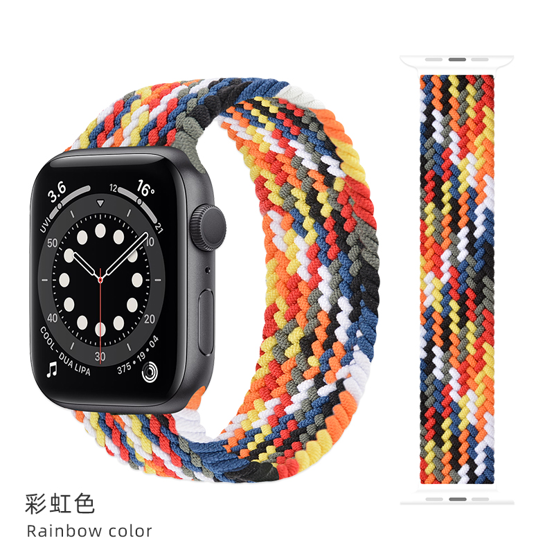 Ремешок плетеный нейлоновый для Apple Watch 6 SE 5 4 3 2 1, спортивный эластичный браслет на запястье для iWatch 44 40 мм