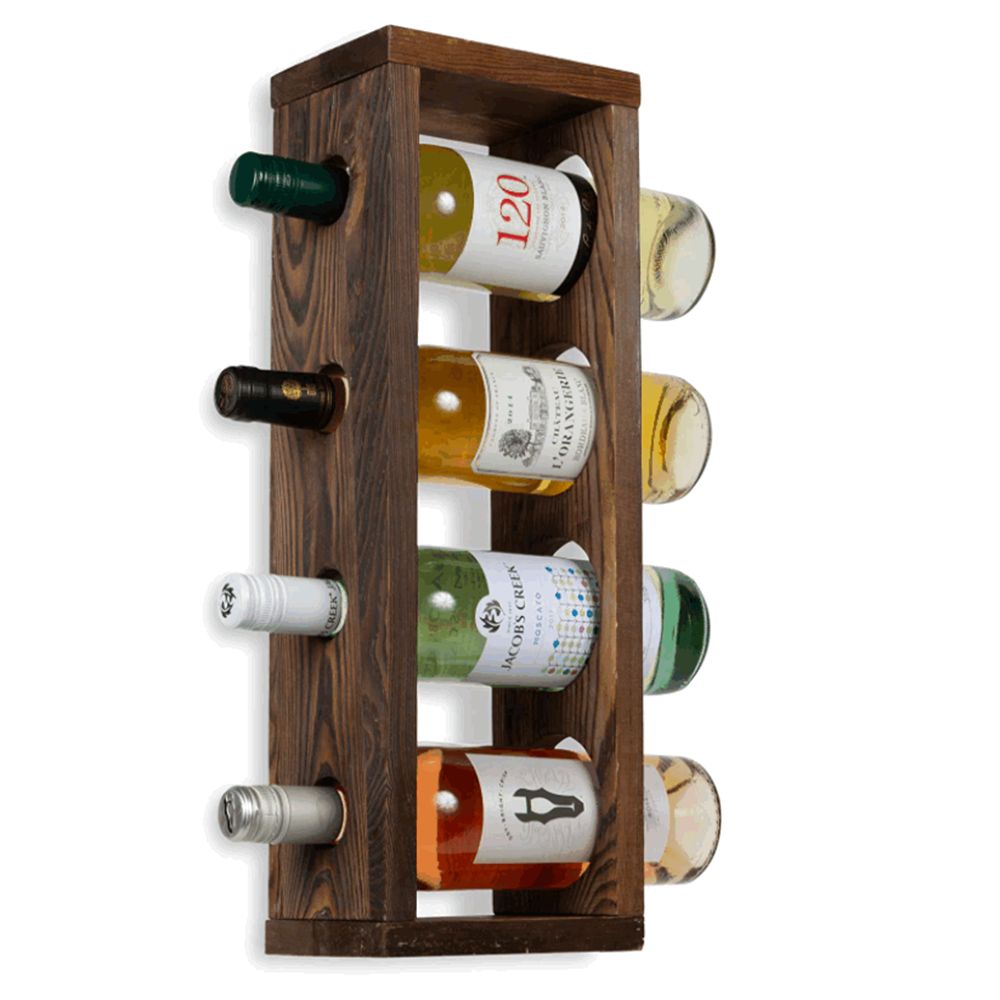 Rustic multi-functional 4 bottles wall mounted bottle holder best selling wine rack display manufacters