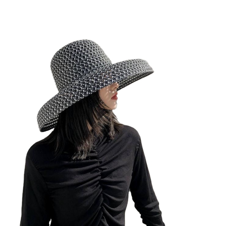 Summer Hepburn style Back Straw Hat Visor Sunscreen Holiday Seaside Beach Big Hat Chic Fashion cool hat for women