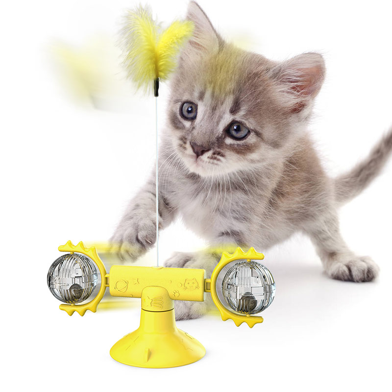 2020 High-Quality Funny Plastic Cat Interactive Toy Turntable Teasing Cat Windmill Toy Moving Toys