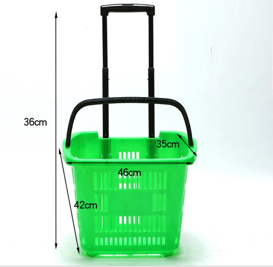 Plastic shopping handling basket PP Material baskets with handles wheels from china