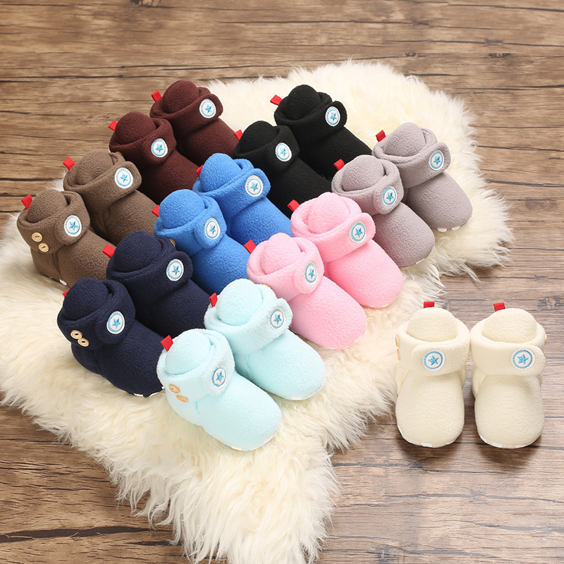 Trendy Winter Custom Star Baby Girl Boy Organic Cotton Newborn Sock Booties Shoes